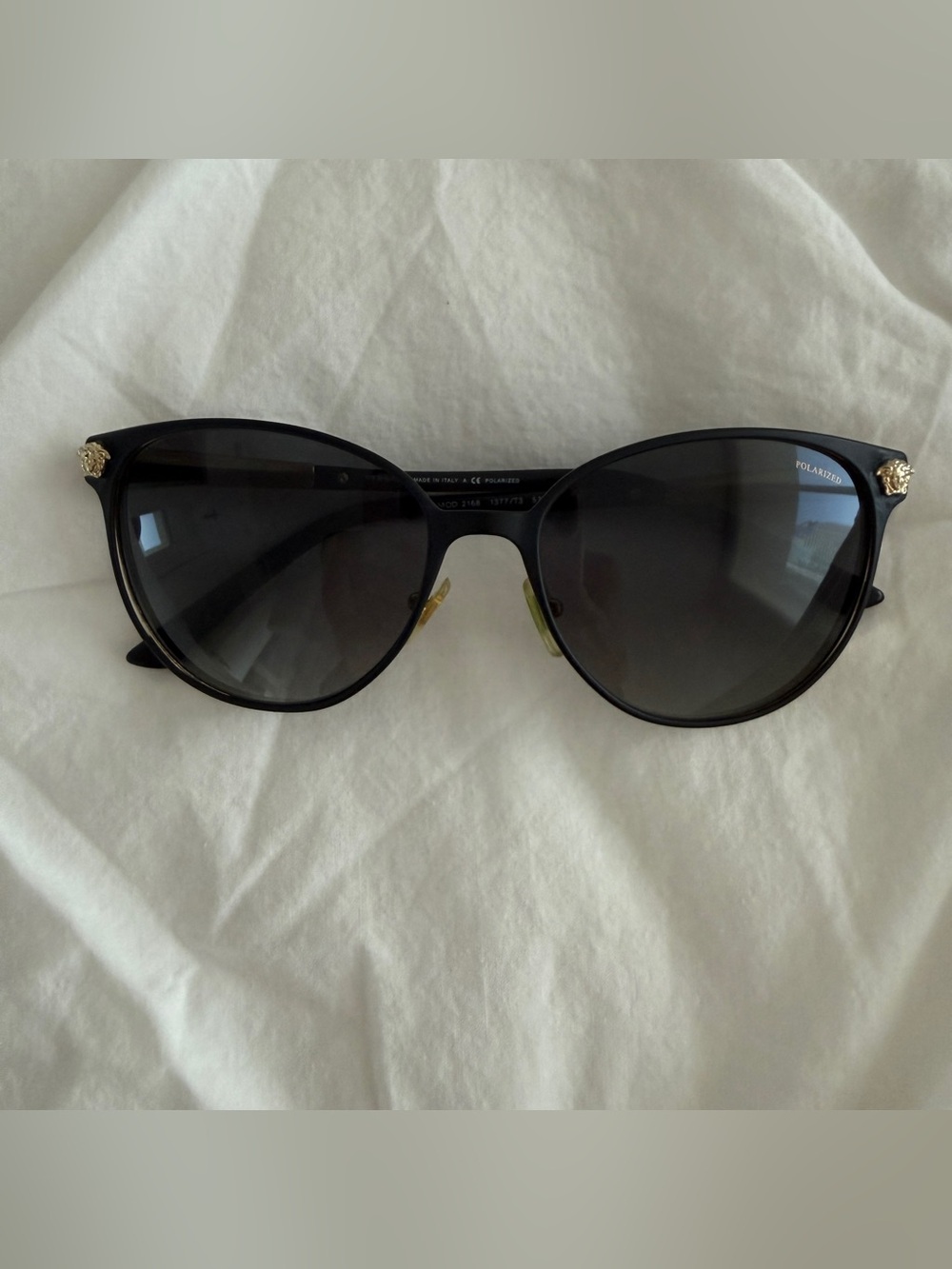 Versace Black Polarized Sunglasses with Gold Medusa Details